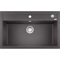 BLANCO DALAGO 8-F, SILGRANIT, felsgrau, mit Ablauffernbedienung, keine Beckenlage, 800 mm Untermaß, Aufsatzwanne, Rechteckig, Silgranit, Grau, 1 Becken, Rechteckig