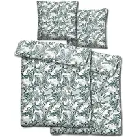Sleezzze Doppelpack CloudComfort Basic Mikrofaser Bettwäsche grüne Blätter 135 x 200 + 80 x 80 cm