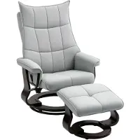 HOMCOM Relaxsessel mit Hocker, Drehbar Liegesessel mit Samtoptik, Grau