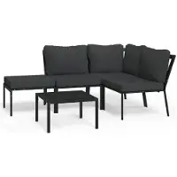 vidaXL 5-tlg. Garten-Lounge-Set mit Grauen Kissen Stahl