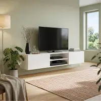 Masseno TV-Schrank GLOSSIA 120 cm Fernsehschrank mit 2 Türen TV-Lowboard für Wohnzimmer Modern 120x35x29,5 cm Weiß / Weiß