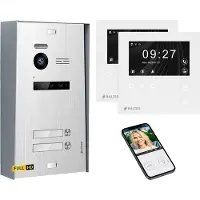 Balter EVO HD Aufputz Video Türsprechanlage Silber 2x 4.3 Zoll Mini HD WiFi Monitor Weiß Set für 2 Familienhaus
