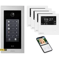 Balter EVO HD Touch Video Türsprechanlage Silber 4x 4.3 Zoll Mini HD WiFi Monitor Weiß Set für 4 Familienhaus