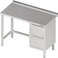 Stalgast Arbeitstisch ohne Grundboden, 2500x600x850 mm, mit 2er Schubladenblock rechts, mit Aufkantung, verschweißt