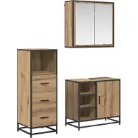 Syfax Badezimmermöbel-Set mit Regal 3 pcs Artisan-Eiche Holzwerkstoff