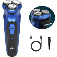 StarTech.com Elektrischer Herrenrasierer - Rotationsrasierer - Wasserdicht - Wiederaufladbar USB-C - Nasen- & Koteletten-Trimmer - Himmelblau