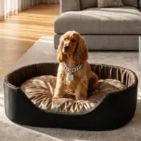 4myBaby GmbH Best for Pet Hundebett Gemütliche Hundehütte mit Kissen für kleine Haustiere–bequem&waschbar | SchwarzBraun, 58x47