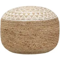 Décoshop26 - Handgefertigter weißer Jute-Pouf/Fußhocker 45 x 30 cm DEC029973