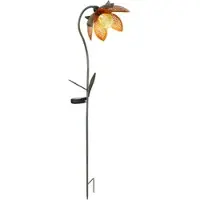 Globo LED Außen Solar Steck Leuchte Blume Crackle-Glas Kugel Lampe Garten Strahler gold-grün Erdspieß
