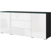 Bratex Sideboard Vera mit LED ca. 150 cm Anthrazit/Weiß
