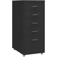 Décoshop26 - Büroschrank mit Schubladen 5 Schubladen 28 x 41 x 69 cm schwarzes Metall DEC024579
