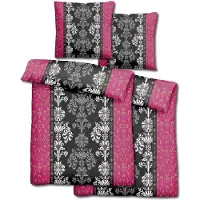 CloudComfort Doppelpack Basic Mikrofaser Bettwäsche schwarz/pink 135 x 200 + 80 x 80 cm