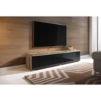 MINIO go for it , TV-Lowboard, TV-Schrank "DONNA", 140cm, stehend, hängend, Wotan Eiche/ Schwarz Glanz Farbe
