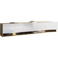 MINIO go for it , TV-Lowboard, TV-Schrank "ANNE", 180cm, stehend, hängend, Wotan Eiche/ Weiss Glanz Farbe