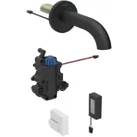 Geberit Piave Waschtischarmatur, Ausladung 220mm, mit Thermostatmischer, Batteriebetrieb, für UP-Funktionsbox, 116.288.14.1, Farbe: schwarz matt, easy-to-clean-beschichtet