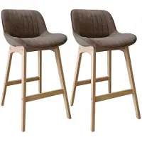 MOB-IN NORDEN Barhocker-Set Eiche & Cord-Samt H75cm