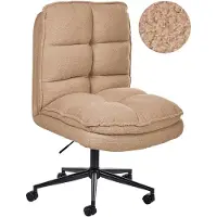 Beliani Bürostuhl Sandbeige Bouclé Teddy Stoff Gepolstert Höhenverstellbar Verstellbare Rückenlehne Drehfunktion Bürosessel Drehsessel Homeoffice Büro