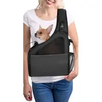 Famanu Handsfree Sling Carrier für Kleine Hunde – Atmungsaktives Mesh, Robuster Boden und Verstellbarer Gepolsterter Riemen