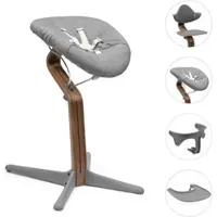 Stokke Nomi Bundle Hochstuhl Walnuss inkl. Newbornset, Babyset und Tray, grau