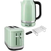 KitchenAid Frühstückspaket inkl. Wasserkocher 5KEK1701, Toaster 5KMT2109 + Brötchenaufsatz + Sandwichzange Pistazie