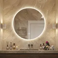 SUCCESS COURIER LED-Wandspiegel, rechteckiger Badezimmerspiegel, Wandmontage, 80 x 80 cm, Silber