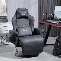 SUGIFT Gamingsessel mit Massagefunktion & Fußstütze, Relaxsessel Fernsehsessel Kunstleder, Schwarz | 150° neigbar | 6 Massagepunkte | bis 120 kg