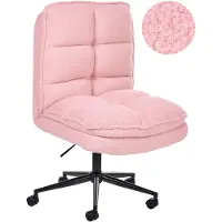Beliani Bürostuhl Rosa Bouclé Teddy Stoff Gepolstert Höhenverstellbar Verstellbare Rückenlehne Drehfunktion Bürosessel Drehsessel Homeoffice Büro