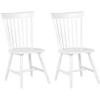 Beliani Esszimmerstuhl 2er Set Weiß Gummibaumholz Modern Minimalismus Esszimmer Wohnzimmer