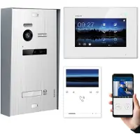 Balter EVO Aufputz Silber 7" WiFi Monitor Weiß + Quick Video Türsprechanlage Set für 1 Familienhaus
