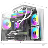 Darkflash PC-Gehäuse B275 PRO in Weiß mit 6 Lüftern und Glasfenster