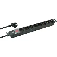 Helos 19" Steckdosenleiste PROFESSIONAL, 8-fach, schwarz, 2,0m, mit Schalter
