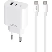 MaXlife Netzladegerät PD QC MXTC-06 1x USB-C 1x USB 30W weiß + USB-C - USB-C 60W Kabel