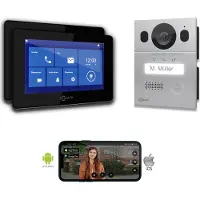 Goliath Basic Line Silber/Schwarz Full HD Video Türsprechanlage Set für 1 Familienhaus 2x 7 Monitor Unterputz