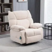 SUGIFT Massagesessel drehbar 360°, Relaxsessel Fernsehsessel Polyester, Beige, 5 Massagemodi & Lendenwärme | 98x90x98 cm | 145° neigbar | bis 150 kg