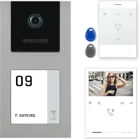 Balter EVO-AP Grau Video Türsprechanlage Quick-Talk RFID Intercom 2-Draht BUS Set für 1 Teilnehmer