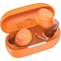 TOZO A1 In-Ear Kopfhörer Kabellos Bluetooth 5.3 mit 2 Mikrofonen für KI-Anrufe, App-Steuerung, 32 Std. Wiedergabe, IPX5 Wasserdicht, Tiefer Bass, Leicht und Bequem für kleine Ohren – Orange
