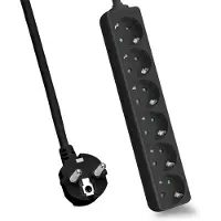 Helos Steckdosenleiste CLASSIC, 6-fach, schwarz, 1,5m, ohne Schalter