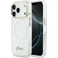 GUESS Etui IML Script Metal MagSafe do iPhone 17 Pro Max przezroczysty