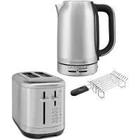 KitchenAid Frühstückspaket inkl. Wasserkocher 5KEK1701, Toaster 5KMT2109 + Brötchenaufsatz + Sandwichzange Edelstahl