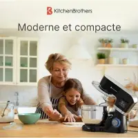 Kitchenbrothers Küchenmaschine 1400W Schwarz - Display - Timer - 6,2L Rührschüssel