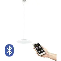 Eglo Frattina-C, Intelligente Hängeleuchte, Bluetooth, Satinierter Stahl, Weiß, Kunststoff, Stahl, 2700 K, 6500 K