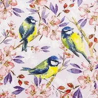 Home Fashion , Blue Tits, Lunch-Servietten aufgefaltetes Maß 33 cm x 33 cm, im Viertelfalz, 20 Stück pro Pack, 12 Pack pro Karton