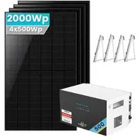 SolarMars SunEnergyXT 500 Balkonkraftwerk Speicher mit 500Wp Solarmodul Set - 2000Wp ‚Äì 4 Module üî• / Ohne Erweiterungsakku / Mit Silber Balkon-Halterung