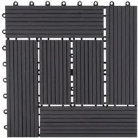 Mendler WPC Bodenfliese Rhone, Holzoptik Balkon/Terrasse, 11x je 30x30cm = 1qm ~ Basis, anthrazit versetzt