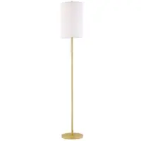 OKWISH Stehlampe Wohnzimmer 26x26x157 cm mit Leinen Lampenschirm Zugkettenschalter E27 Standleuchte mit Stahlständer Cremeweiß