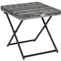 Outsunny Klappbarer Terrassentisch aus PE-Rattan mit gekreuzten Beinen und Stahlgestell für Terrasse oder Balkon, 40 x 40 x 40 cm, grau
