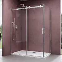 Doporro Duschkabine 75x125x195cm Duschabtrennung mit Schiebetür ESG-Sicherheitsglas Klarglas inkl. Easy-Clean-Beschichtung Ravenna17