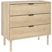 HOMCOM 3-Schubladen-Kommode modern Holzbeine Schlafzimmer Wohnzimmer Flur 80 cm breit/Eiche