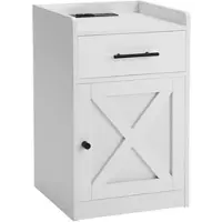 Home Nature Wohnkonzept Nachttisch mit Steckdose Schublade Tür Schlafzimmer Kommode modern 40 cm