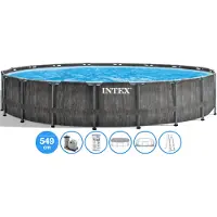 Intex , Frame Swimming Pool Set "Prism Greywood" inkl. Kartuschenfilteranlage, Ø 549 x 122 cm